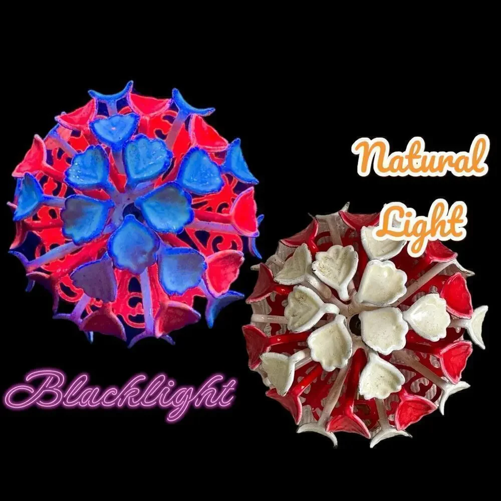 Glows Under Blacklight Brooch Vintage 1970s Mod Enamel Orange Cream Flower